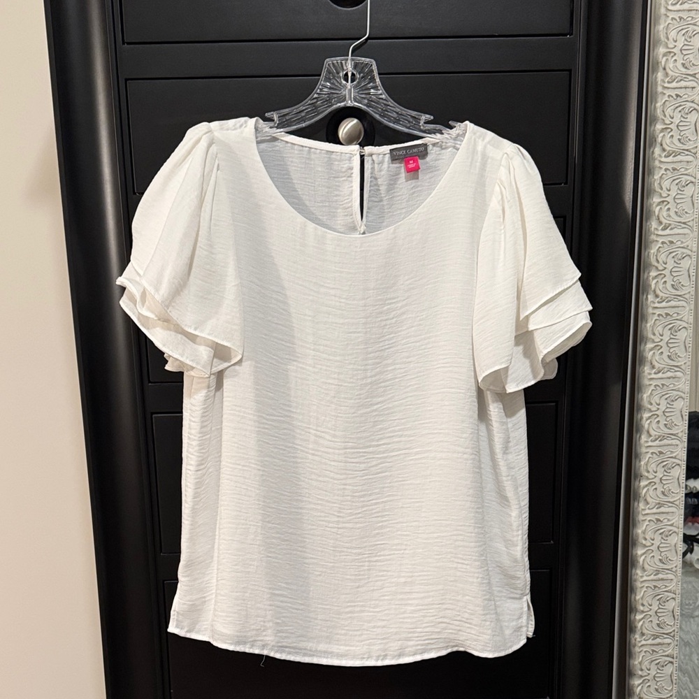 Vince Camuto White Blouse with Puff Sleeves